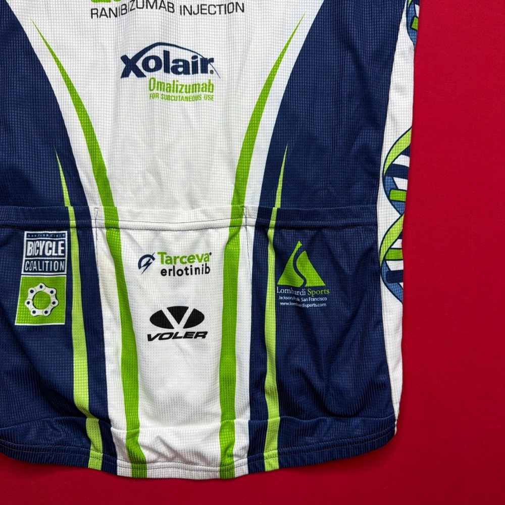 Voler Genentech Bicycle Club Cycling Jersey Mens Dna Helix White Blue Green Usa View 5